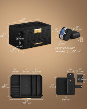 8-Slot Watch Case with Travel Pouch – PU Leather - Karrari