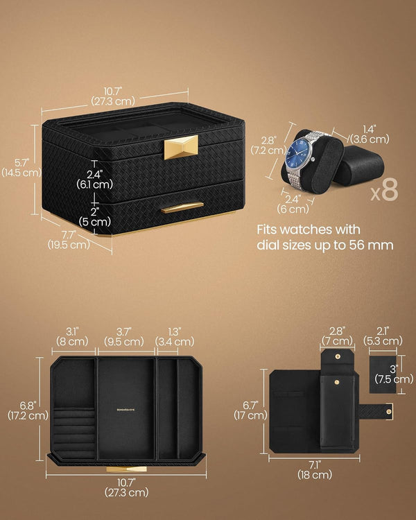 8-Slot Watch Case with Travel Pouch – PU Leather - Karrari