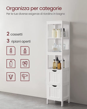 Tall Bathroom Storage Cabinet with Drawers - Karrari