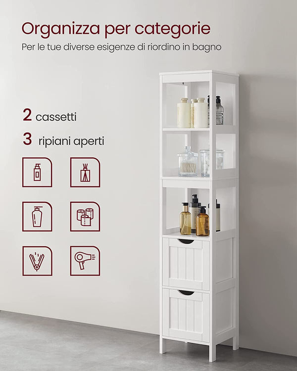Tall Bathroom Storage Cabinet with Drawers - Karrari