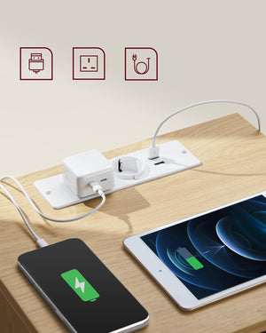 3-Drawer Bedside Table with Charging Ports