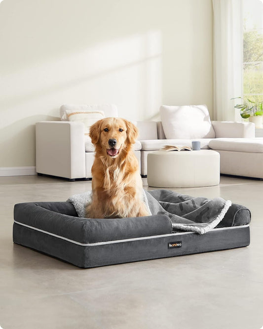 Orthopedic Dog Bed, Dog Sofa with Sides, Removable Washable Cover, 106 x 80 x 25 cm