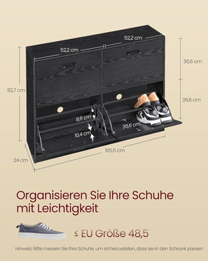 Shoe Storage Cabinet – 4 Flip Doors, Adjustable - Karrari