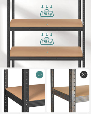 5-Tier Steel Shelving Unit – Boltless Garage Storage Rack (60x120x200cm) - Karrari