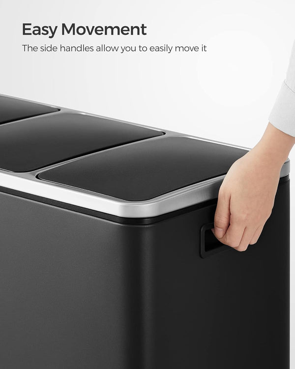 3-in-1 Steel Kitchen Recycling Bin (3×18L) - Karrari