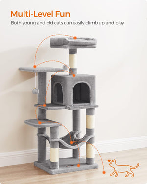 Light Grey Cat Tower - Hammock & Scratching Posts - Karrari