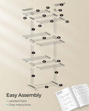 Large 4-Tier Foldable Clothes Airer – Stainless Steel - Karrari
