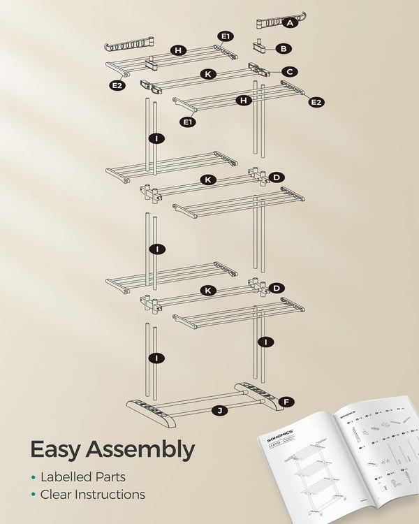 Large 4-Tier Foldable Clothes Airer – Stainless Steel - Karrari