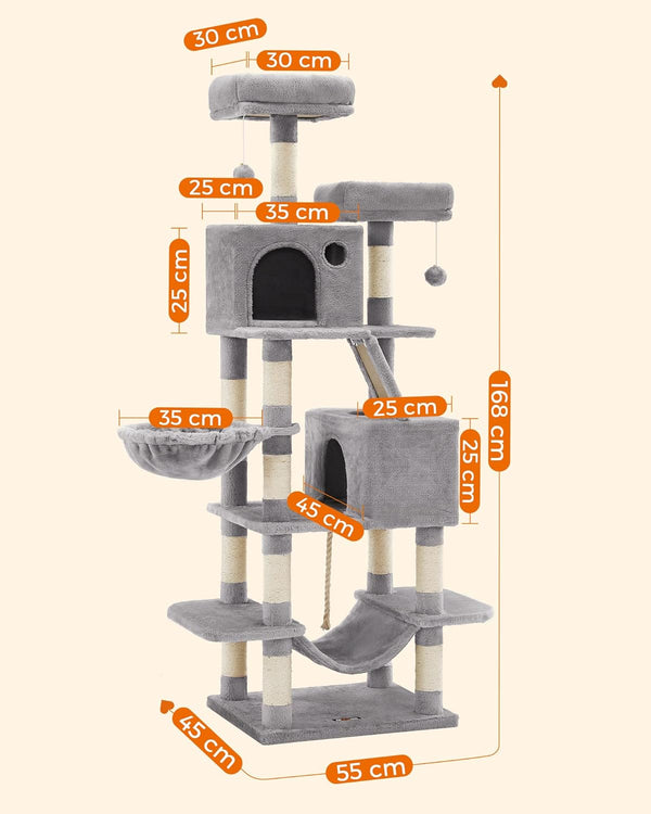 Large Cat Tower - Scratching Posts, Caves & Hammock - Karrari