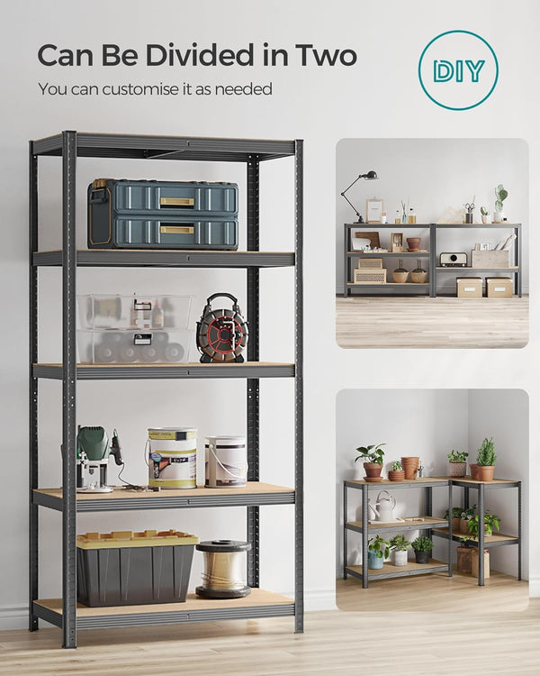 Basement & Garage Shelving - Heavy-Duty 5-Tier Steel Rack (50x100x200cm) - Karrari