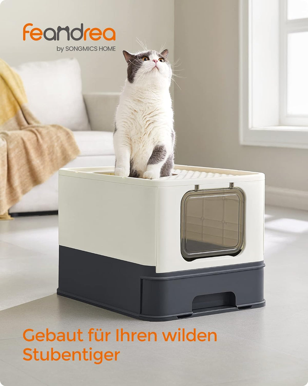 Cat Litter Tray with Lid & Scoop (Leak-Proof) - Karrari