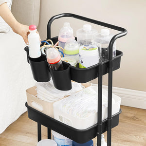 3-Tier Rolling Metal Trolley with Handles