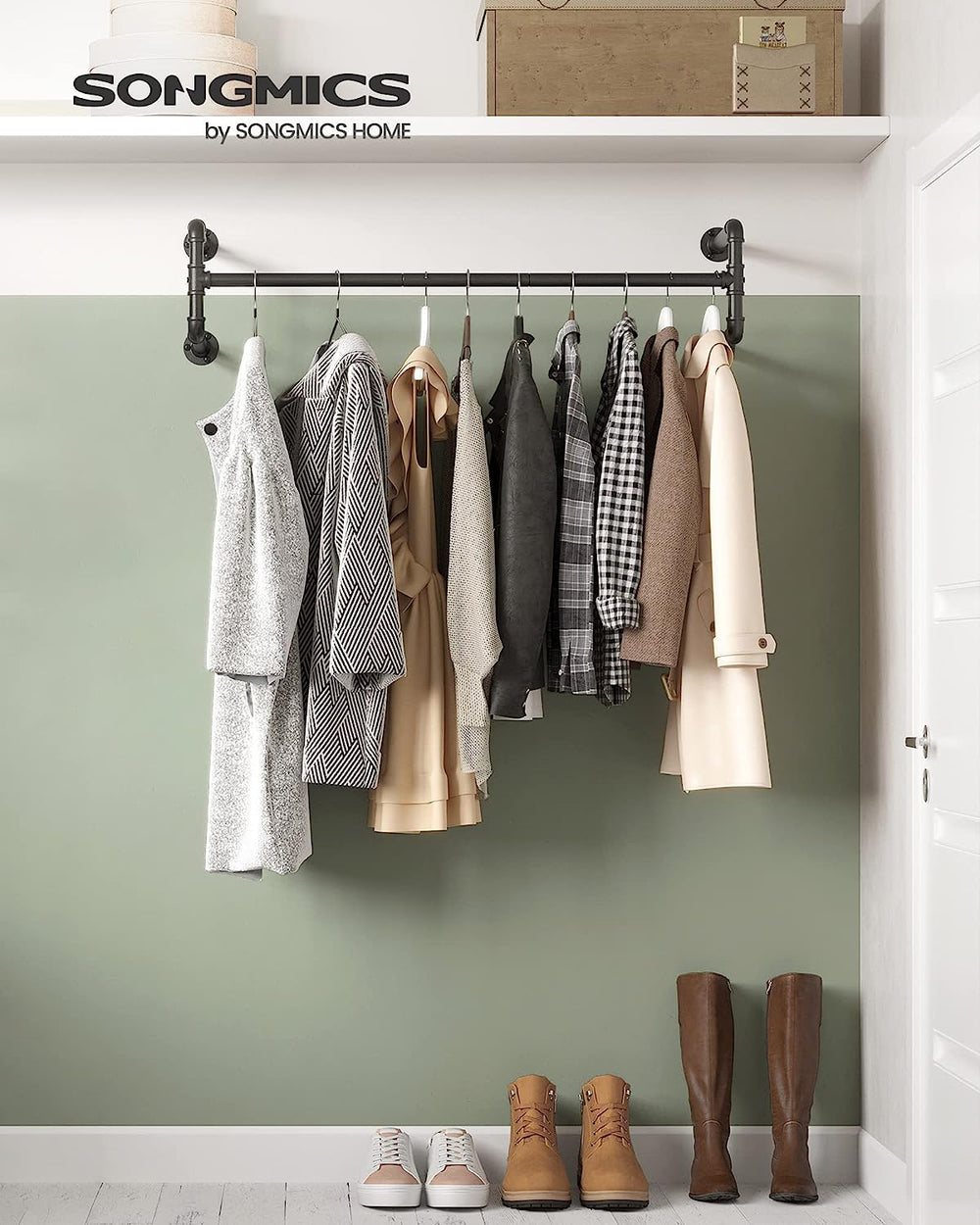 Set of 2 Wall-Mounted Industrial Pipe Clothes Racks - Karrari