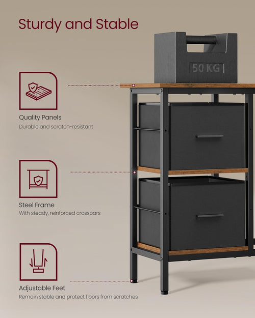 L-Shaped Desk with 2 Drawers & Monitor Stand - Karrari