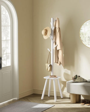 Freestanding Coat Rack with 8 Hooks & Shelf