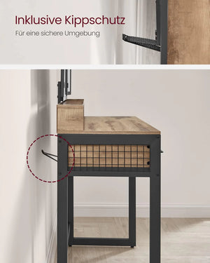 Makeup Table with Folding Mirror, Stool & Drawers