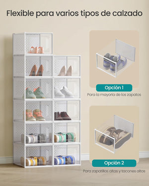 Set of 12 Clear Stackable Shoe Storage Boxes