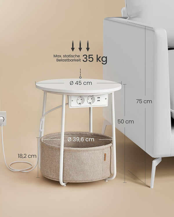Side Table with Socket & Basket - Karrari