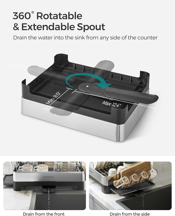 Stainless Steel Dish Drainer with Rotating Spout