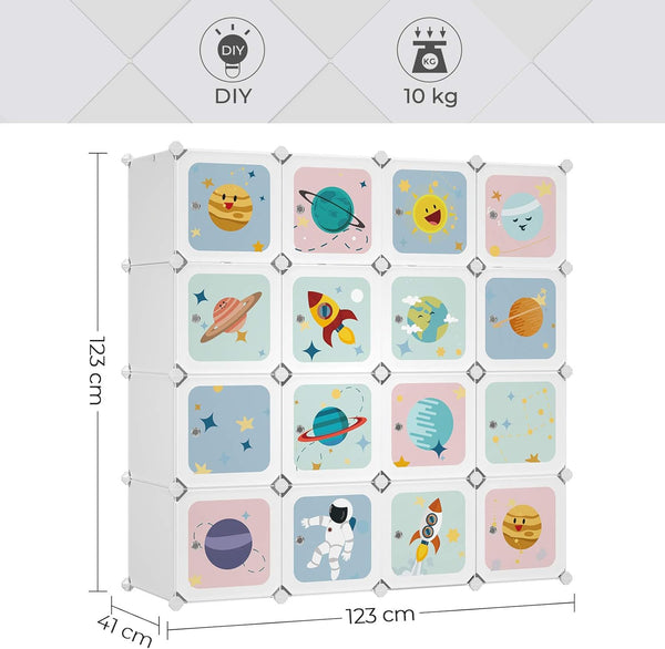 DIY Wardrobe Storage Cabinet - 16 Cubes & 4 Rods - Karrari