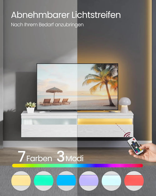 Modern Hanging TV Unit – Wall-Mounted with LED