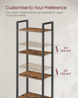 6-Tier Bookshelf with Door & Adjustable Shelves - Karrari