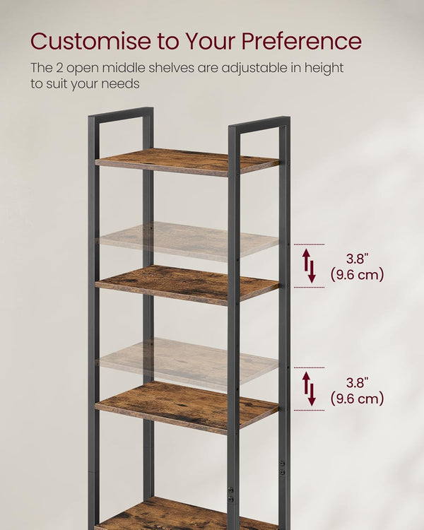 6-Tier Bookshelf with Door & Adjustable Shelves - Karrari