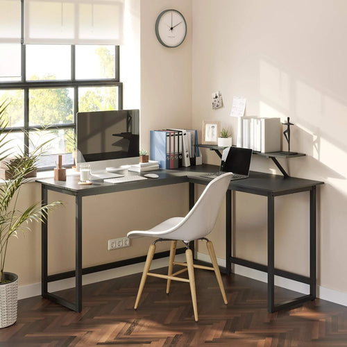 L-Shaped Desk with Screen Stand