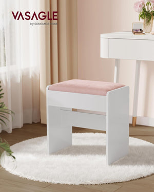Velvet Makeup Stool with Non-Slip Foot Pads