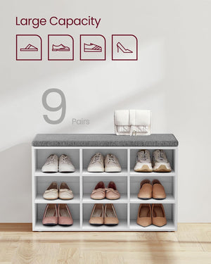 Shoe Storage Bench with Cushion – 9 Compartments - Karrari
