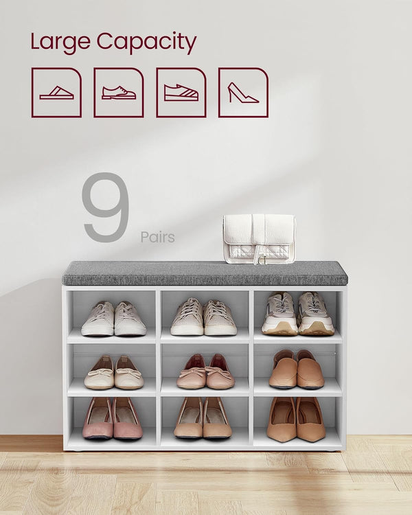 Shoe Storage Bench with Cushion – 9 Compartments - Karrari