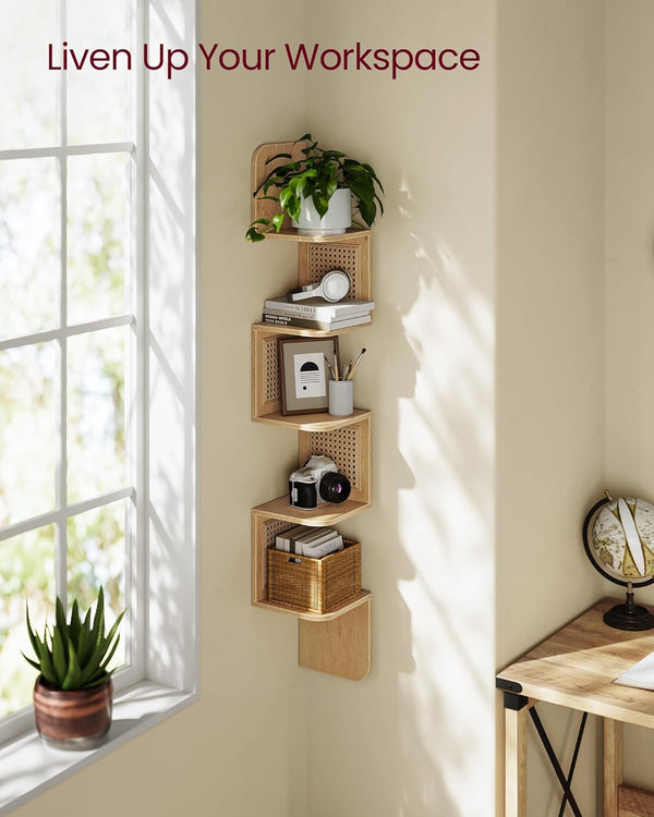 5-Tier Corner Wall Shelf – Zigzag Design - Karrari
