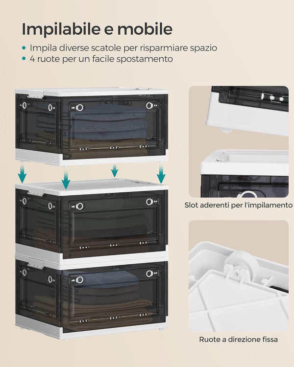 Foldable Plastic Storage Box with Lid & 5 Doors - Karrari