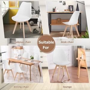 Dining Chairs Modern Home Dining Room Kitchen Waiting Room Armless Side Chair w/Padded Seat Wood Legs White (Set of 4) - Karrari