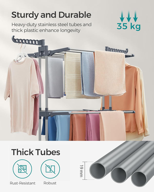 4-Tier Foldable Clothes Drying Rack – Stainless Steel - Karrari