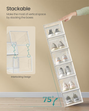 Set of 12 Clear Stackable Shoe Storage Boxes - Karrari