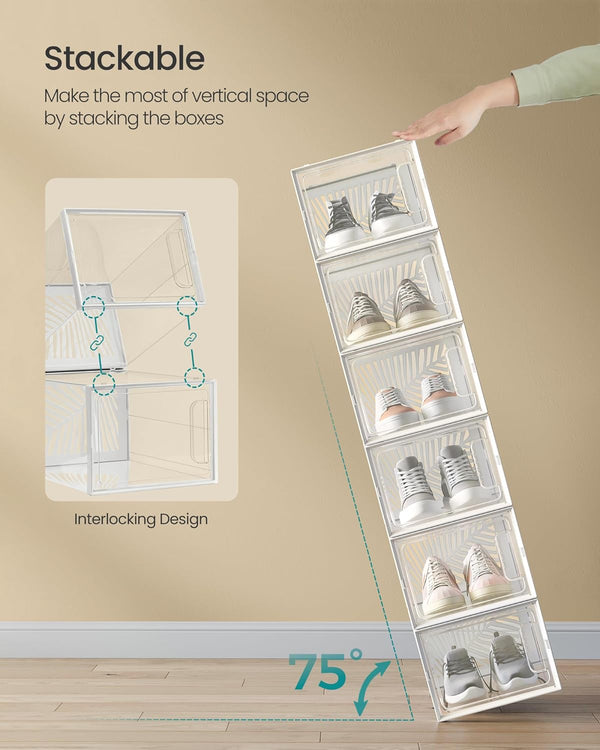 Set of 12 Clear Stackable Shoe Storage Boxes - Karrari