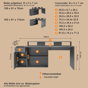 Gamer Corner Desk Combination - Reversible