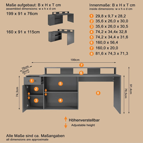 Gamer Corner Desk Combination - Reversible