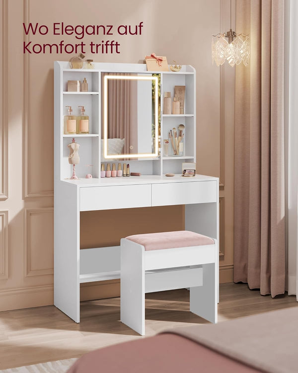 Velvet Makeup Stool with Non-Slip Foot Pads