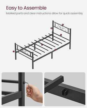 Metal Single Bed Frame - Black - Karrari