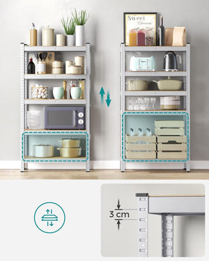 5-Tier Garage Shelving Unit - Steel, Boltless & Durable (30x75x150cm) - Karrari