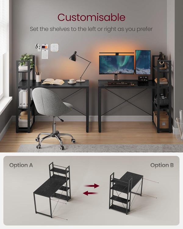Computer Desk with Storage Shelves Reversible