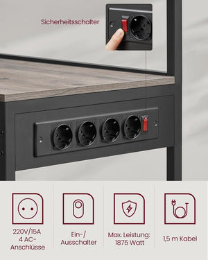 Kitchen Rack with Outlets – Greige/Black - Karrari