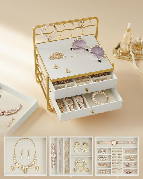 3-Tier Jewellery Organizer - Drawers & Hanging Rack - Karrari