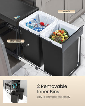 Kitchen Bin for Recycling and Waste - Ink Black - Karrari