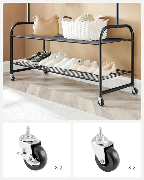 Multi-Functional Clothes Rail with Wheels & Storage - Karrari