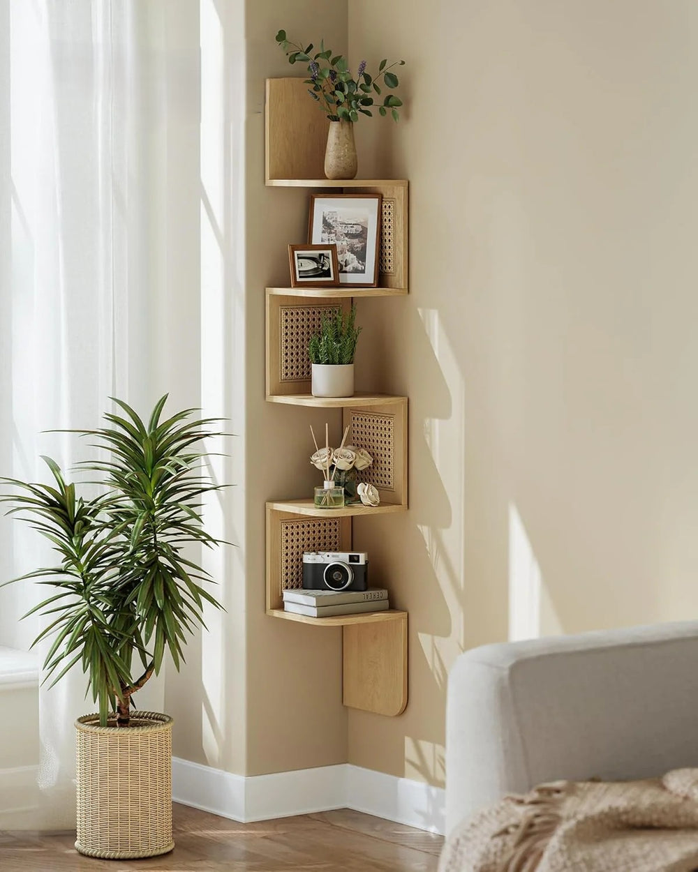 5-Tier Corner Wall Shelf – Zigzag Design - Karrari