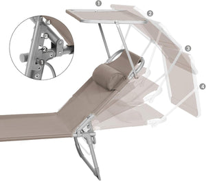 Adjustable Sun Lounger, Lightweight & Foldable