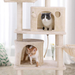 Cat Tree Play Tower 2 Caves Beige